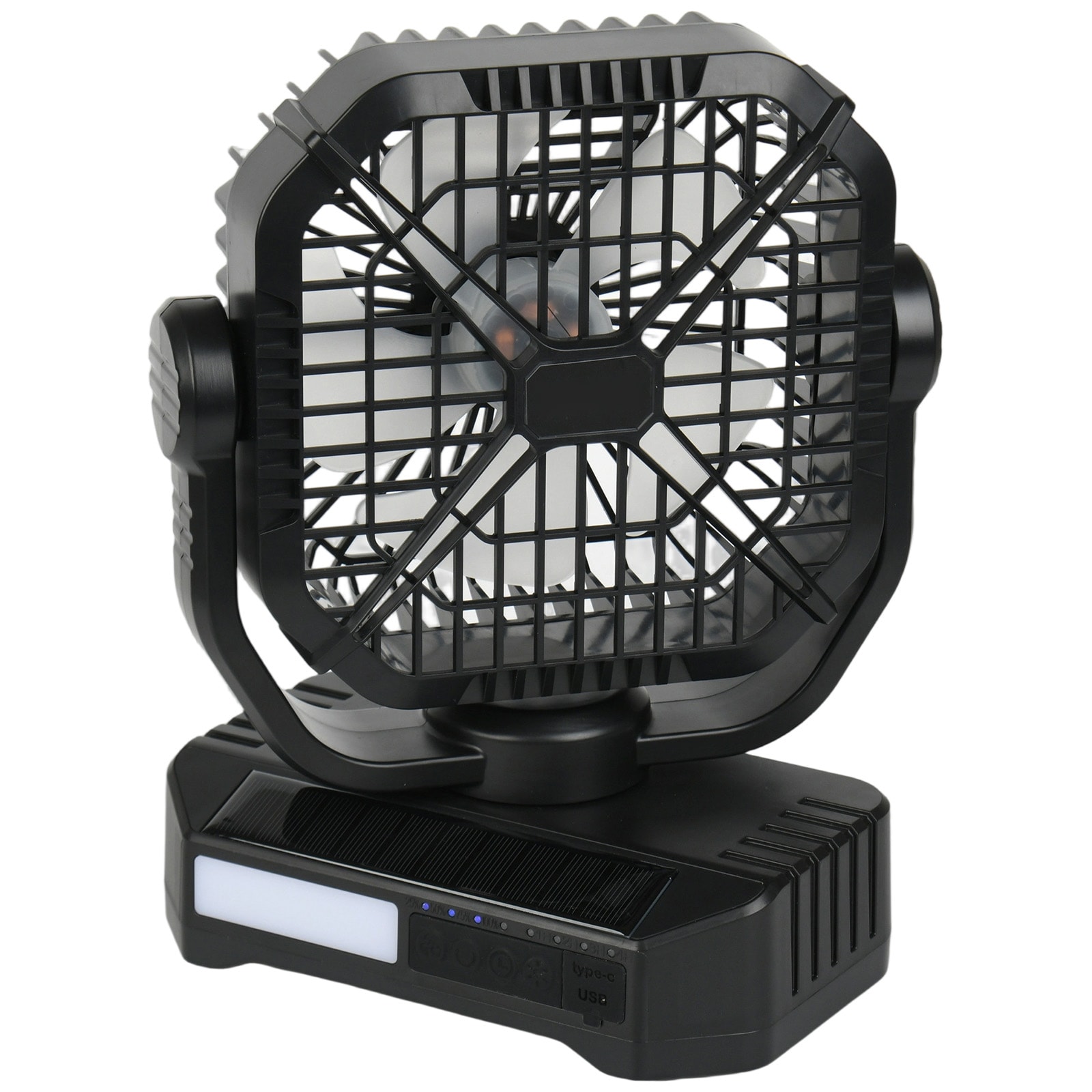 10400mAh Solar Fan Camping Fan With Solar Panel LED Lantern 7W 8 Inch_voghion.com